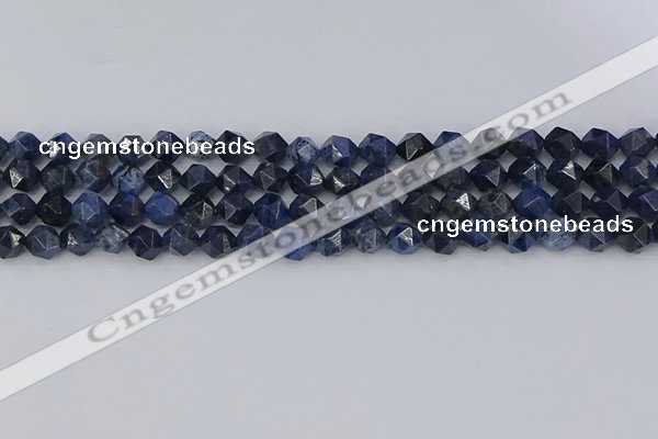 CDU330 15.5 inches 6mm faceted nuggets blue dumortierite beads