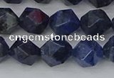 CDU332 15.5 inches 10mm faceted nuggets blue dumortierite beads