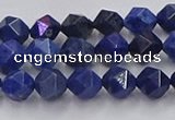 CDU336 15.5 inches 6mm faceted nuggets blue dumortierite beads