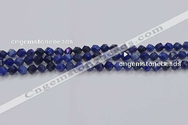CDU336 15.5 inches 6mm faceted nuggets blue dumortierite beads