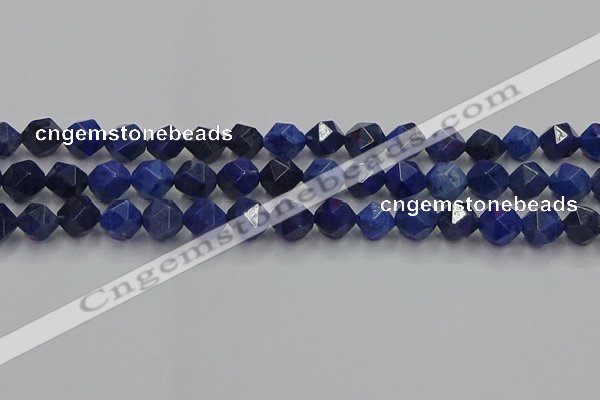 CDU338 15.5 inches 10mm faceted nuggets blue dumortierite beads