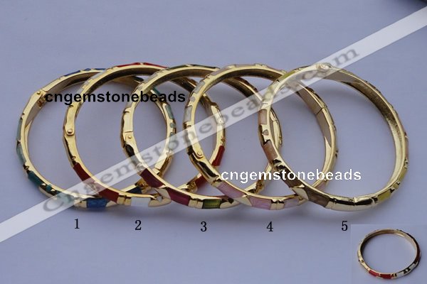 CEB01 5pcs 5.5mm width gold plated alloy with enamel bangles wholesale