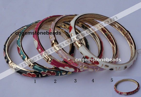 CEB04 5pcs 6mm width gold plated alloy with enamel bangles wholesale