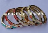 CEB08 5pcs 10mm width gold plated alloy with rhinestone & enamel bangles