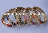 CEB16 5pcs 13.5mm width gold plated alloy with rhinestone & enamel bangles