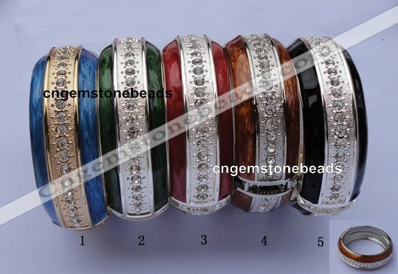 CEB17 5pcs 24.5mm width silver plated alloy with rhinestone & enamel bangle