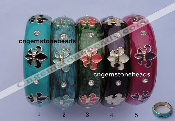 CEB19 5pcs 18mm width gold plated alloy with rhinestone & enamel bangles