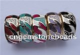 CEB20 5pcs 31mm width gold plated alloy with rhinestone & enamel bangles