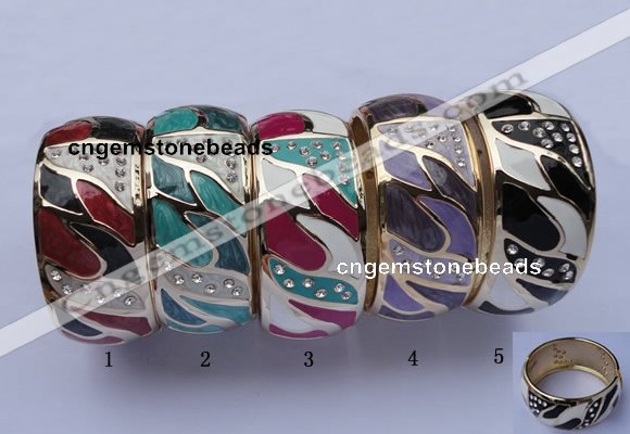 CEB20 5pcs 31mm width gold plated alloy with rhinestone & enamel bangles