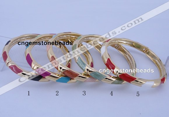 CEB28 5pcs 7mm width gold plated alloy with enamel bangles