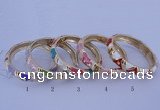 CEB34 5pcs 12mm width gold plated alloy with enamel rhinestone & bangles