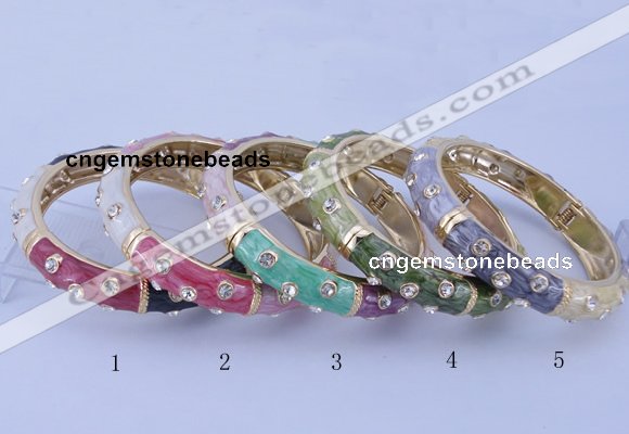 CEB37 5pcs 12mm width gold plated alloy with enamel rhinestone & bangles