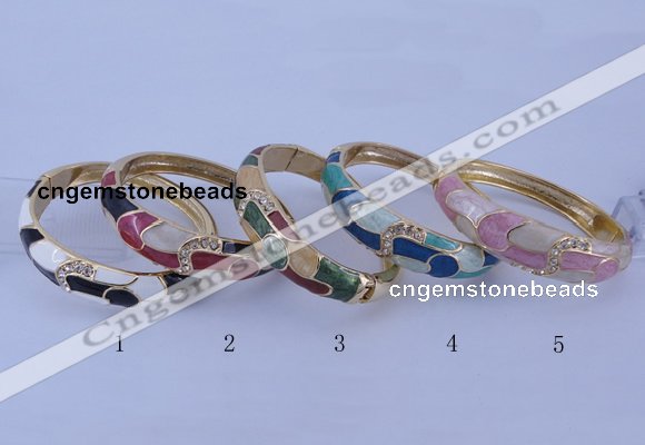 CEB43 5pcs 17mm width gold plated alloy with enamel rhinestone & bangles