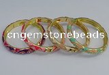 CEB52 7mm width gold plated alloy with enamel bangles wholesale