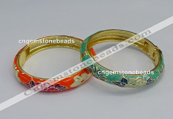 CEB64 9mm width gold plated alloy with enamel bangles wholesale