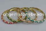 CEB74 6mm width gold plated alloy with enamel bangles wholesale