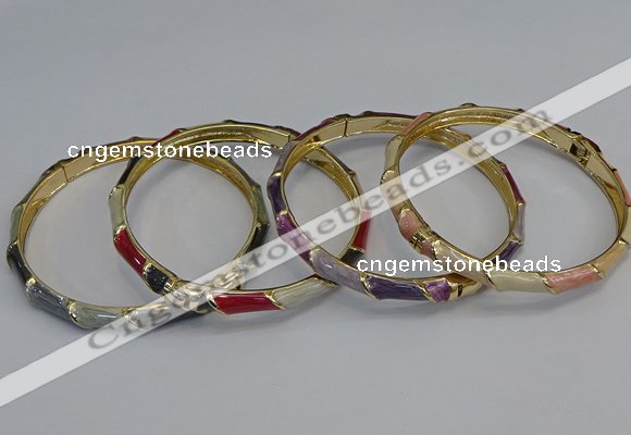 CEB81 6mm width gold plated alloy with enamel bangles wholesale