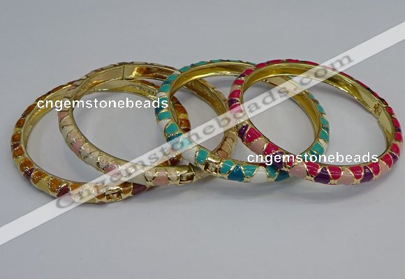 CEB86 7mm width gold plated alloy with enamel bangles wholesale