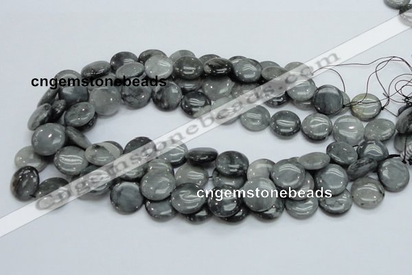 CEE14 15.5 inches 18mm flat round eagle eye jasper beads wholesale