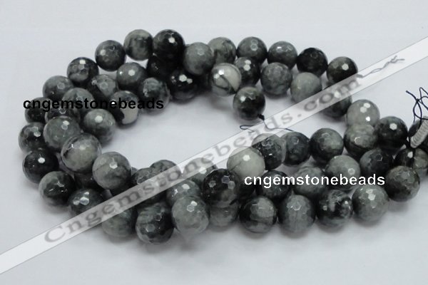 CEE24 15.5 inches 18mm faceted round eagle eye jasper beads wholesale