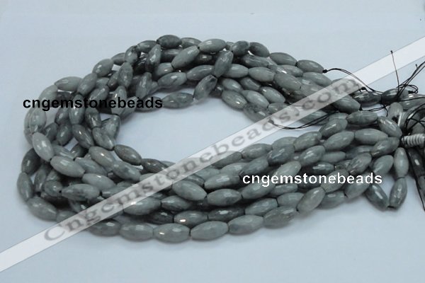 CEE27 15.5 inches 8*16mm faceted rice eagle eye jasper beads