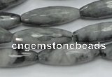 CEE31 15.5 inches 10*30mm faceted rice eagle eye jasper beads