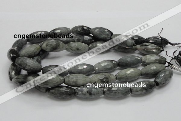 CEE32 15.5 inches 15*30mm faceted rice eagle eye jasper beads