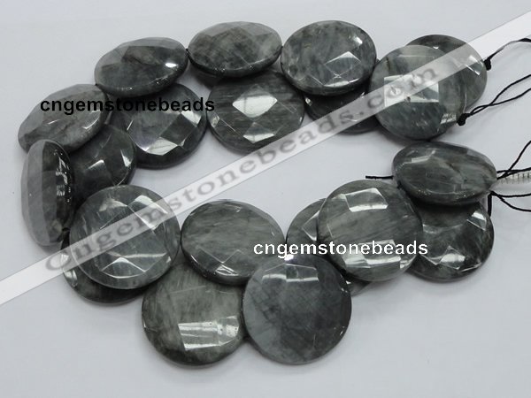 CEE41 15.5 inches 40mm faceted coin eagle eye jasper beads wholesale