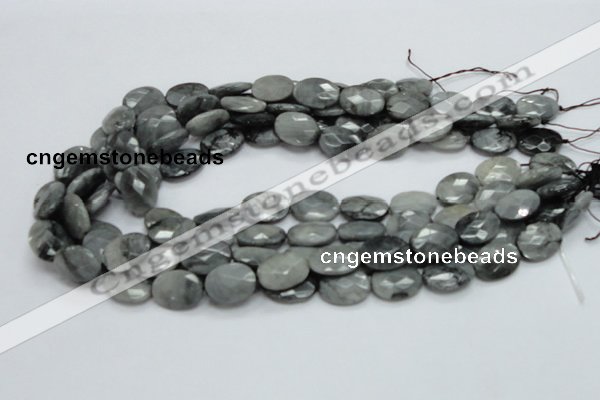 CEE50 15.5 inches 8*10mm faceted oval eagle eye jasper beads