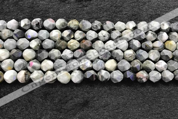 CEE531 15.5 inches 8mm faceted nuggets eagle eye jasper beads