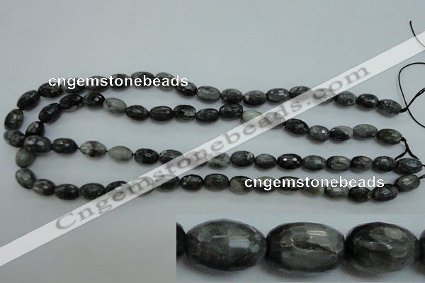 CEE71 15.5 inches 8*12mm faceted rice eagle eye jasper beads