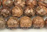 CEJ310 15 inches 6mm faceted round elephant skin jasper beads