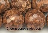 CEJ313 15 inches 12mm faceted round elephant skin jasper beads