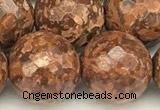 CEJ313 15 inches 12mm faceted round elephant skin jasper beads