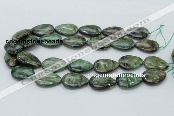 CEM09 15.5 inches 23*30mm flat teardrop emerald gemstone beads