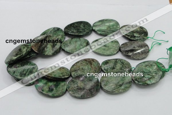 CEM26 15.5 inches 30*40mm twisted oval emerald gemstone beads