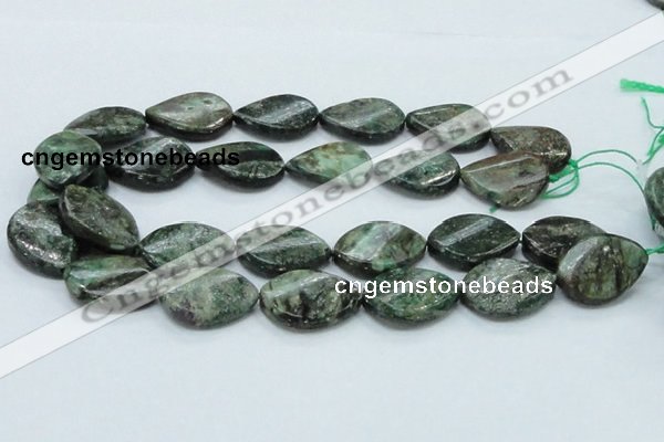 CEM29 15.5 inches 22*30mm twisted teardrop emerald gemstone beads