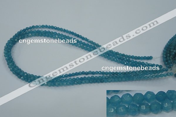 CEQ11 15.5 inches 4mm faceted round blue sponge quartz beads