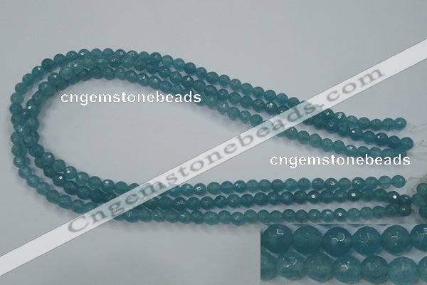 CEQ12 15.5 inches 6mm faceted round blue sponge quartz beads