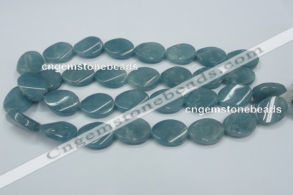 CEQ126 15.5 inches 18*25mm twisted oval blue sponge quartz beads