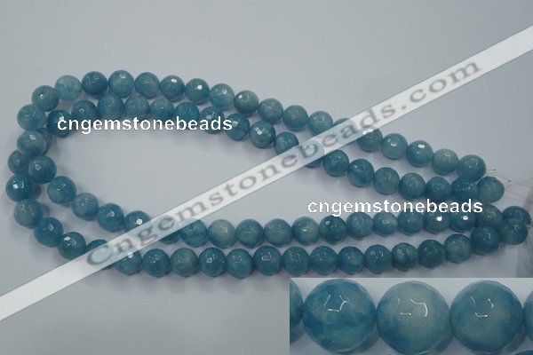 CEQ15 15.5 inches 10mm faceted round blue sponge quartz beads