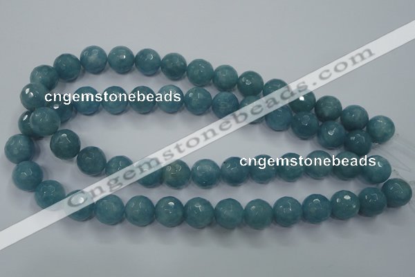 CEQ17 15.5 inches 14mm faceted round blue sponge quartz beads