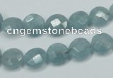 CEQ181 15.5 inches 10mm faceted coin blue sponge quartz beads