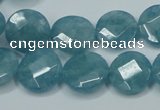 CEQ183 15.5 inches 14mm faceted coin blue sponge quartz beads