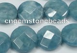 CEQ185 15.5 inches 18mm faceted coin blue sponge quartz beads