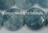 CEQ187 15.5 inches 25mm faceted coin blue sponge quartz beads