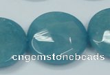 CEQ188 15.5 inches 30mm faceted coin blue sponge quartz beads