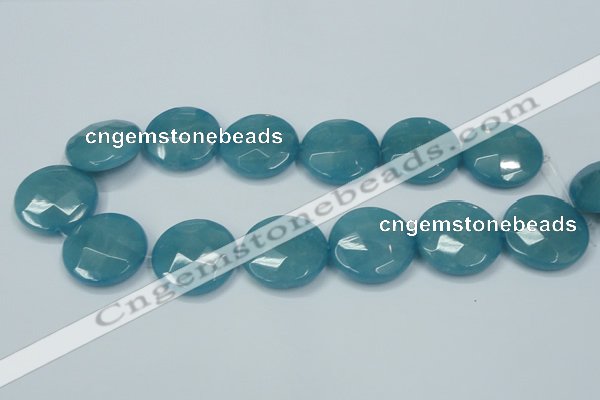 CEQ188 15.5 inches 30mm faceted coin blue sponge quartz beads