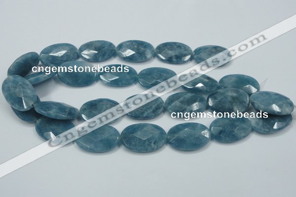 CEQ196 15.5 inches 20*30mm faceted oval blue sponge quartz beads