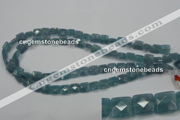 CEQ221 15.5 inches 10*10mm faceted square blue sponge quartz beads